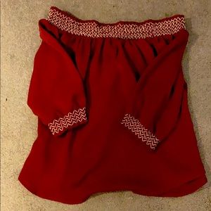 Burgundy off the shoulder blouse